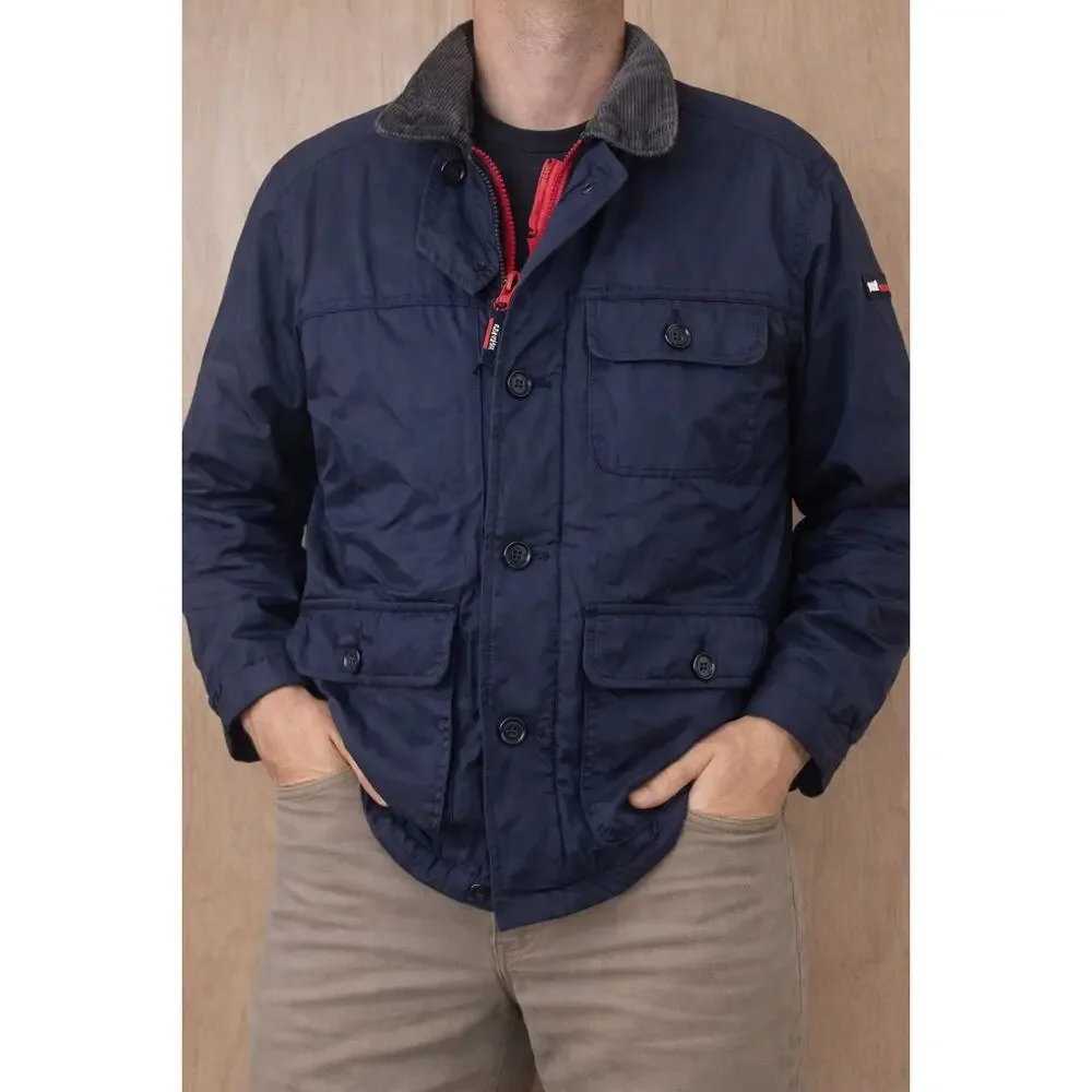 Tommy Hilfiger Vintage Navy Field Jacket Plaid Lined Men’s‎ Medium